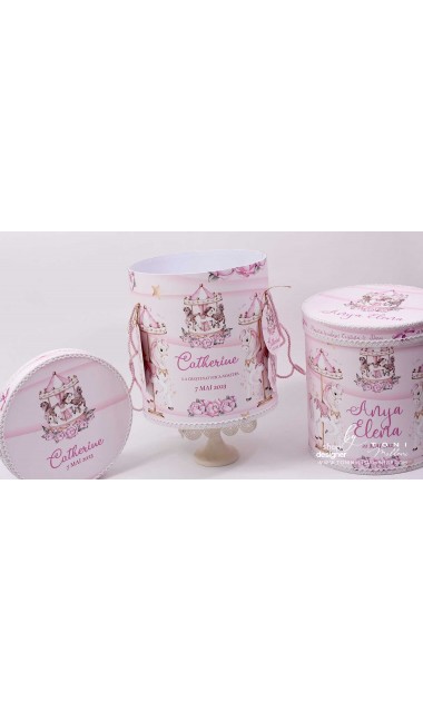 Trusou botez fetita tematic si personalizat cu ponei Pink Carousel 19